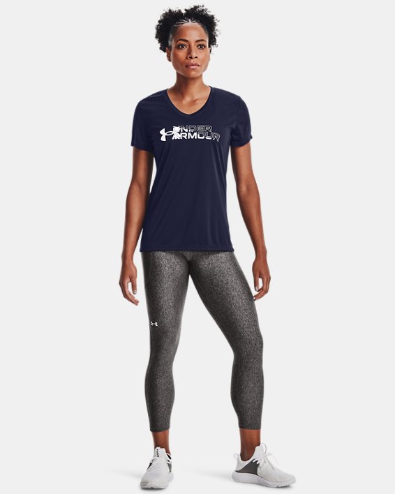 Women's UA Velocity Wordmark T-Shirt, Navy, pdpMainDesktop image number 2